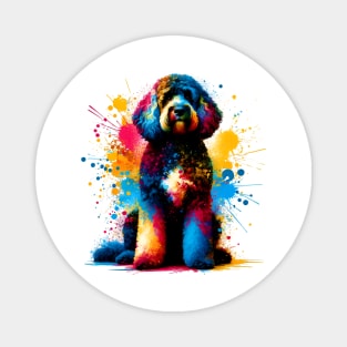 Spanish Water Dog in Colorful Splash Art Style Magnet